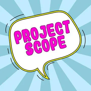 Text caption presenting Project Scope. Concept meaning evaluation of work Illustrazione stock