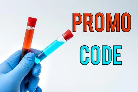 Text caption presenting Promo Code. Internet Concept digital numbers that give Stock Photos