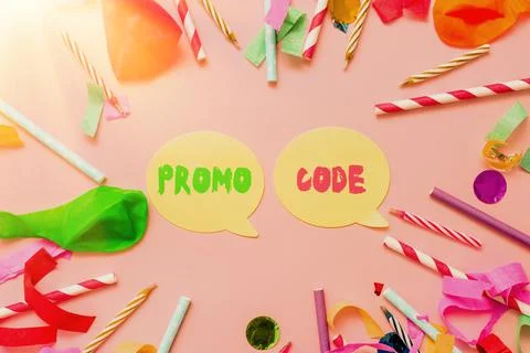 Text caption presenting Promo Code. Internet Concept digital numbers that give 스톡 사진