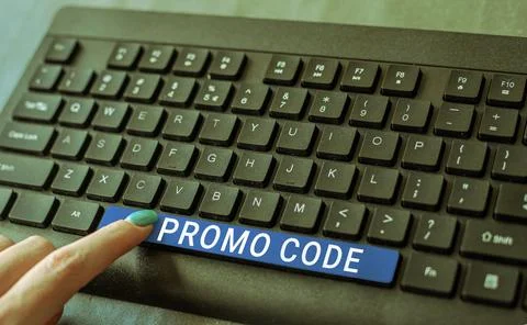 Text caption presenting Promo Code. Business showcase digital numbers that give Stock Photos