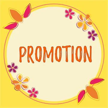 Text caption presenting Promotion. Concept meaning the general word for diseases 库存插图