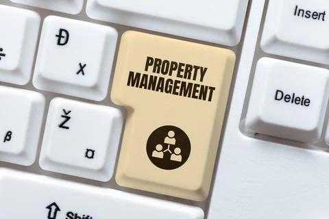 Text caption presenting Property Management. Business overview Overseeing of 스톡 사진