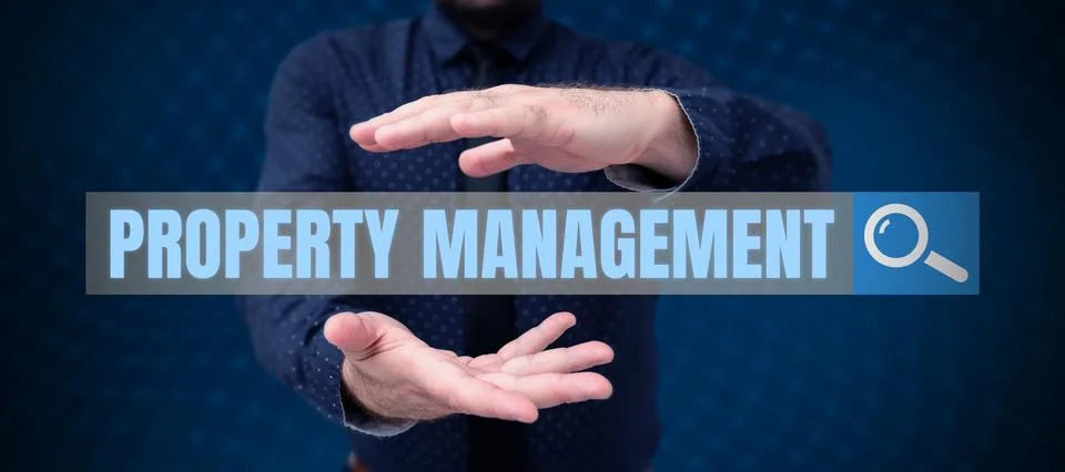 Text caption presenting Property Management. Conceptual photo Overseeing of Real Stock Photos