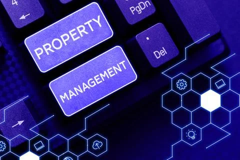 Text caption presenting Property Management. Business overview Overseeing of Stock Photos