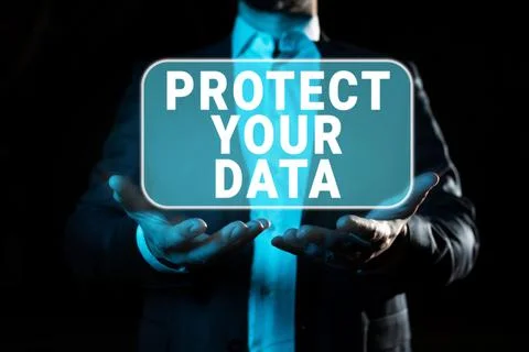Text caption presenting Protect Your Data. Word Written on cyber security safe Stock Photos