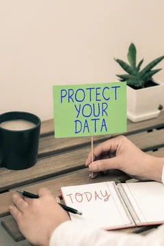 Text caption presenting Protect Your Data. Business idea cyber security safe and Stock Photos