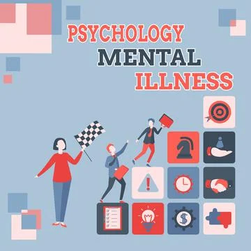 Text caption presenting Psychology Mental Illness. Concept meaning a behavioral Illustrazione stock