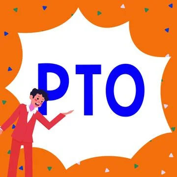 Text caption presenting Pto. Business approach Employer grants compensation for Stock Illustration