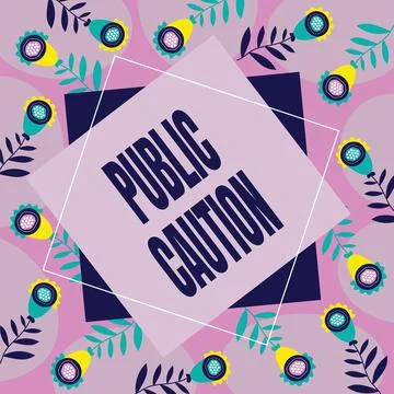 Text caption presenting Public Caution. Word Written on formal warning given to Stock-Illustration