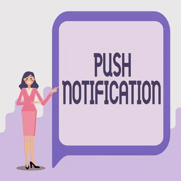 Text caption presenting Push Notification. Business showcase automated message Stock Illustration