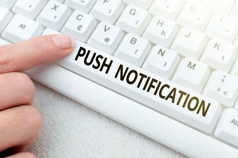 Text caption presenting Push Notification. Conceptual photo automated message Stock Photos