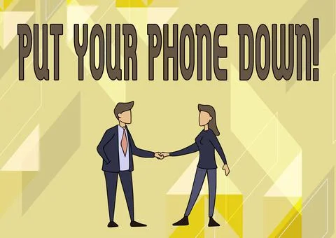 Text caption presenting Put Your Phone Down. Business idea end telephone Stock Illustration