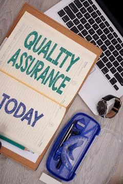 Text caption presenting Quality Assurance. Business concept Ensures a certain Stock Photos