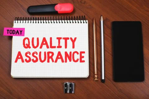 Text caption presenting Quality AssuranceEnsures a certain level of quality Stock Photos