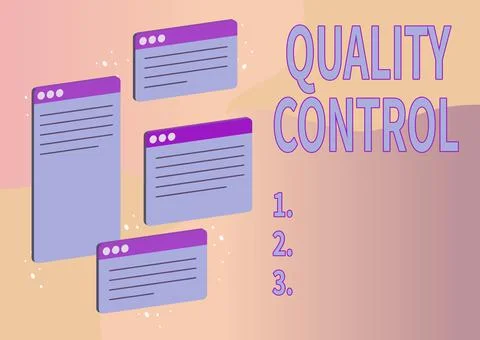 Text caption presenting Quality Control. Business overview insure that product Stock Illustration