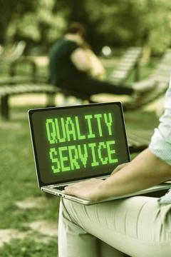 Text caption presenting Quality Service. Concept meaning delivered service Stock Photos