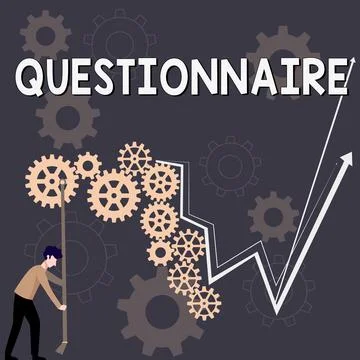 Text caption presenting Questionnaire. Business concept Set of enquires Basis of Stock Illustration