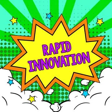 Text caption presenting Rapid Innovation. Concept meaning characteristic of a Illustration