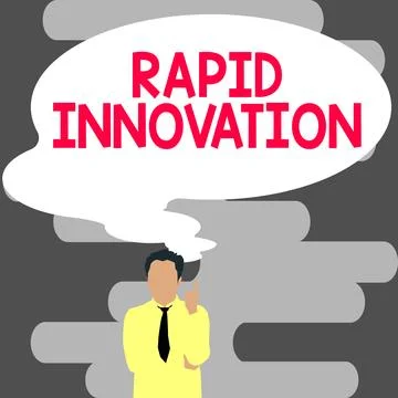 Text caption presenting Rapid Innovation. Word Written on characteristic of a Illustration
