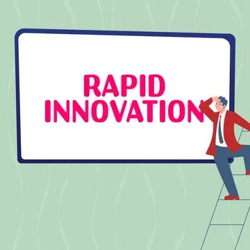 Text caption presenting Rapid Innovation. Concept meaning characteristic of a Illustration