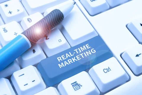 Text caption presenting Real Time Marketing. Business idea Creating a strategy Photos