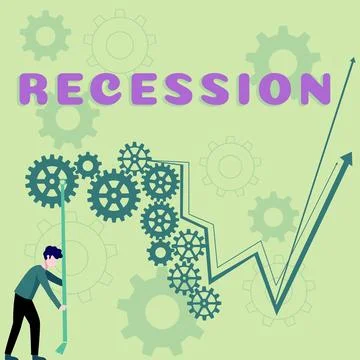 Text caption presenting Recession. Business showcase the process of progressive Illustrazione stock