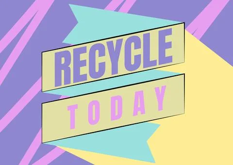 Text caption presenting Recycle. Word for ocess of converting waste materials Illustrazione stock