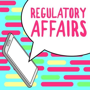 Text caption presenting Regulatory Affairs. Business overview the desire of Stock Illustration