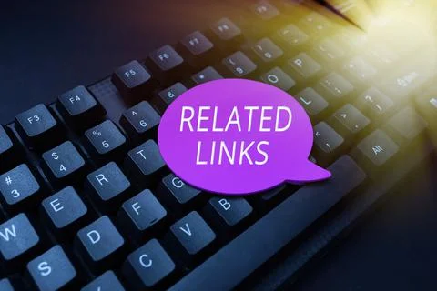 Text caption presenting Related Links. Word Written on Website inside a Webpage Stock Photos