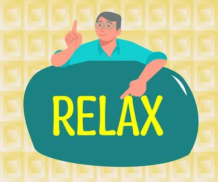 Text caption presenting Relax, Business overview make or become less tense an Stock Illustration