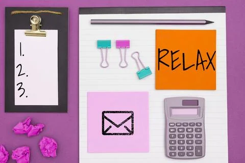 Text caption presenting Relax. Conceptual photo make or become less tense Stock-Fotos