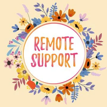Text caption presenting Remote Support. Concept meaning help endusers to solve Stockillustratie
