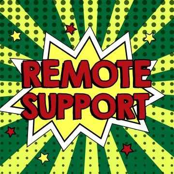 Text caption presenting Remote Support. Word Written on help end-users to solve Stockillustratie
