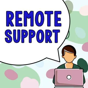 Text caption presenting Remote Support. Business overview help end-users to 库存插图