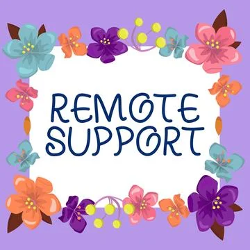 Text caption presenting Remote Support. Business overview help end-users to 스톡 일러스트