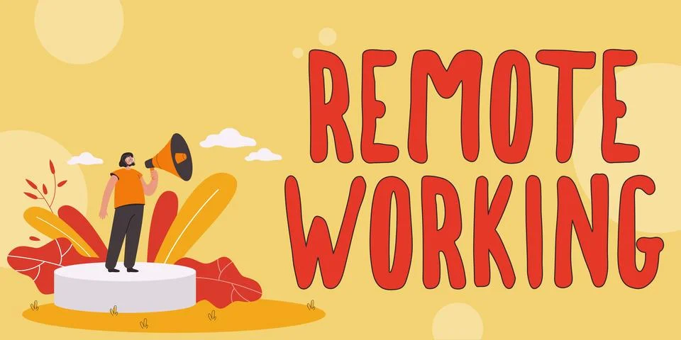 Text caption presenting Remote Working. Business concept situation in which an Stock Illustration