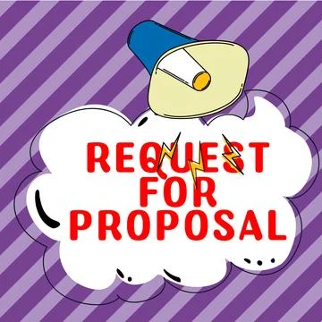 Text caption presenting Request For Proposal. Business overview document Stock Illustration