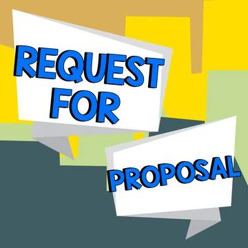 Text caption presenting Request For Proposal. Business overview document Stock Illustration