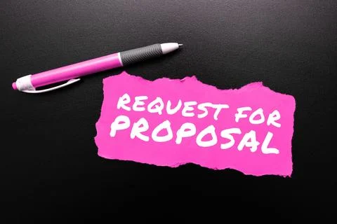 Text caption presenting Request For Proposal. Internet Concept document contains Stock Photos