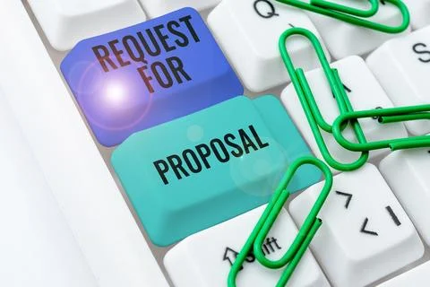 Text caption presenting Request For Proposal. Conceptual photo document contains Stock Photos