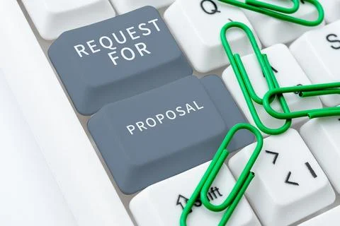 Text caption presenting Request For Proposal. Business showcase document Stock Photos