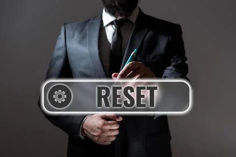 Text caption presenting Reset. Business showcase cause device return to its Stock Photos