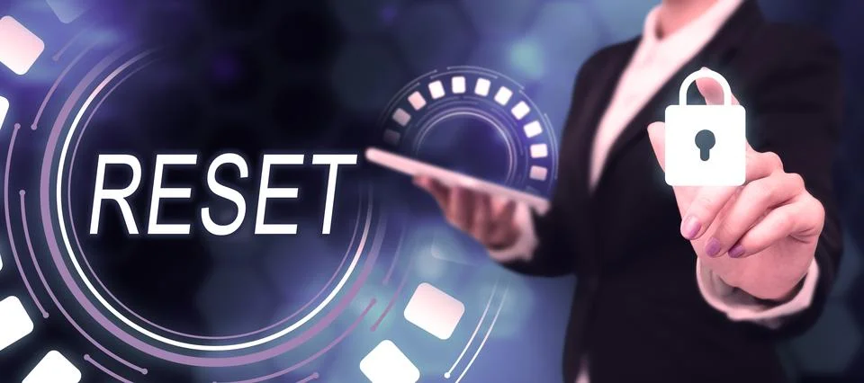 Text caption presenting Reset. Business approach cause device return to its Stock Photos