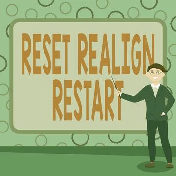 Text caption presenting Reset Realign Restart. Business idea Life audit will Stock-Illustration