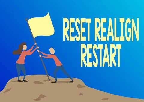 Text caption presenting Reset Realign Restart. Conceptual photo Life audit will Stock-Illustration