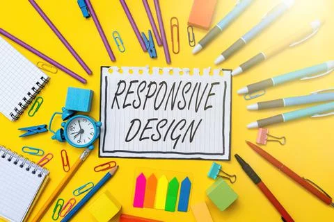 Text caption presenting Responsive Design. Word for web page creation that makes Stockfoto's