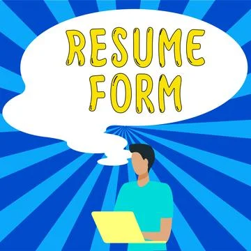 Text caption presenting Resume Form. Word Written on describe the layout Stock Illustration