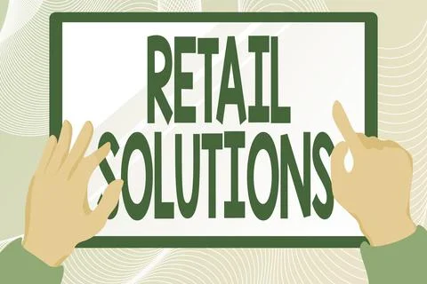 Text caption presenting Retail Solutions. Business showcase process of promoting Illustrazione stock