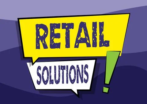 Text caption presenting Retail Solutions. Business overview process of promoting Illustrazione stock