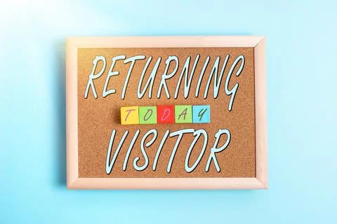 Text caption presenting Returning Visitor. Business approach when someone 스톡 사진